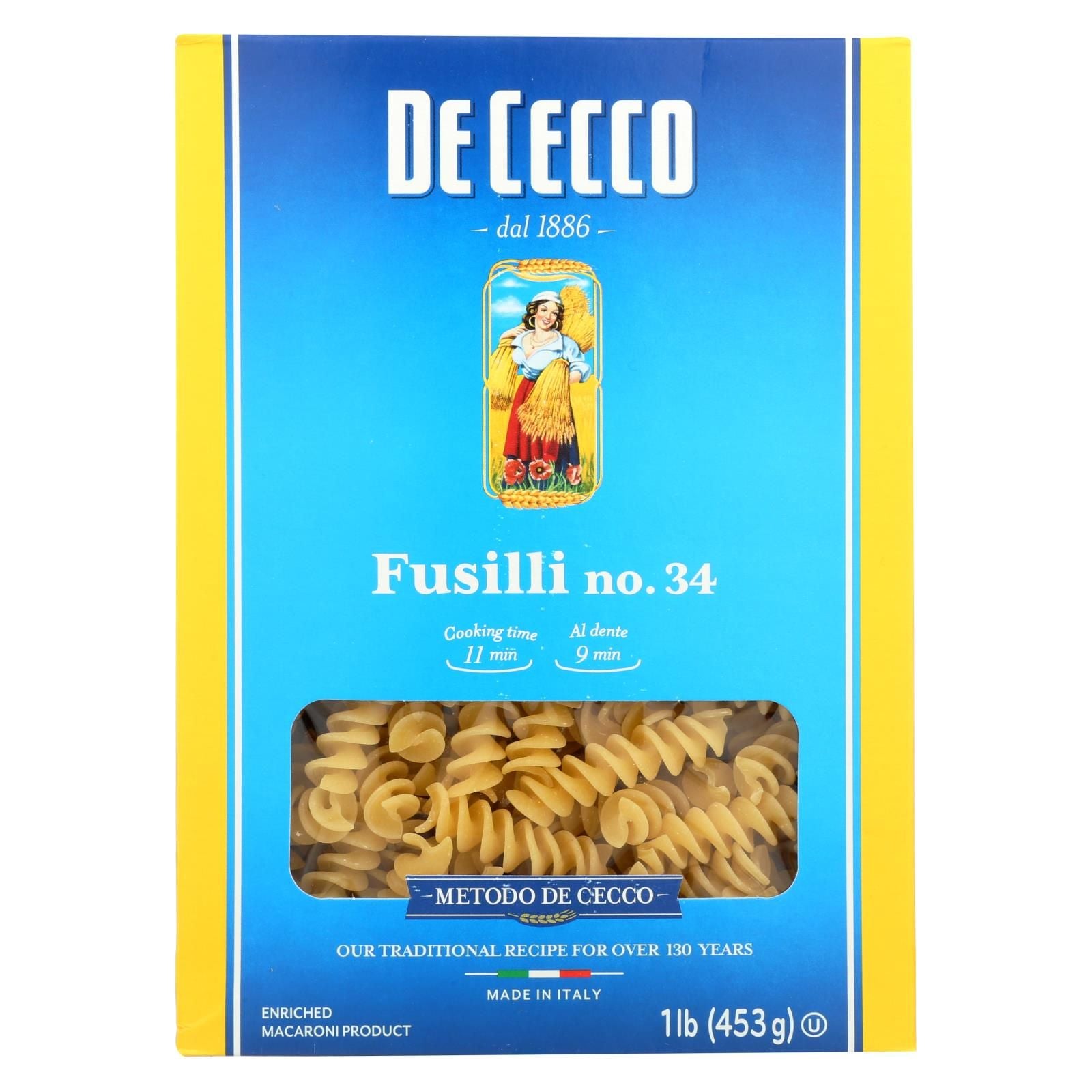 De Cecco Pasta - Pasta - Fusilli - Case Of 12 - 16 Oz image 1