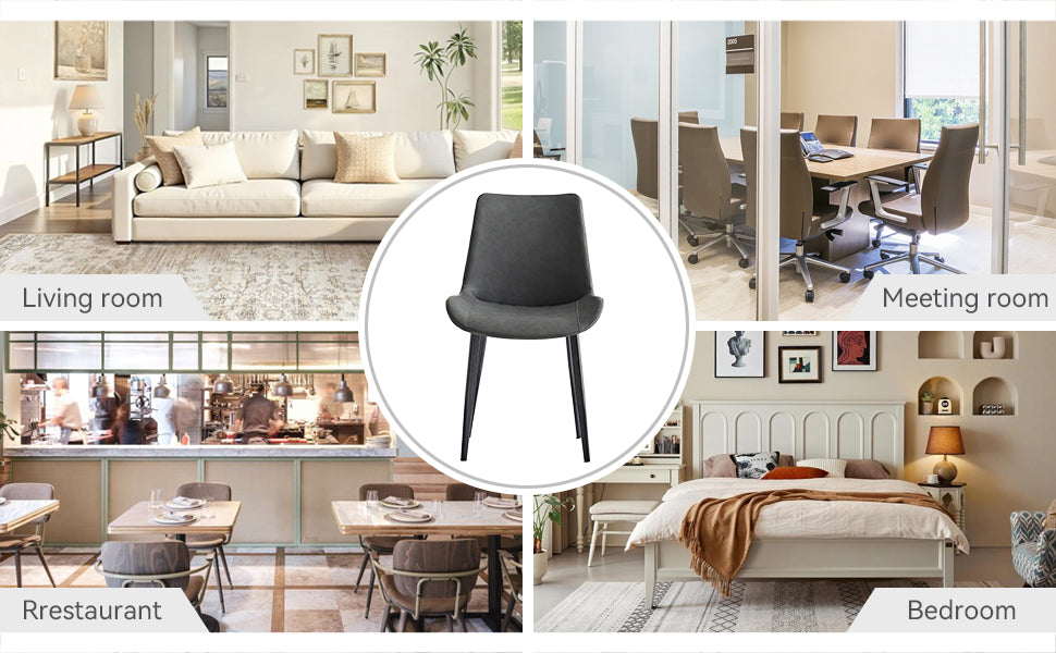Grey PU Leather & Iron Leg Dining Chairs (2-Piece) image 4