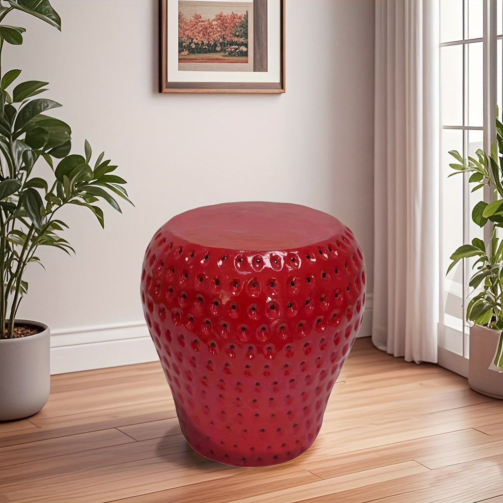 Strawberry Fruit Stool, 13.4"Oversized Resin Stool, Side Table, Home Decor Plant Stand Garden Indoor Outdoor Decorations, Multi-Purpose Innovative Garden Furniture image 6
