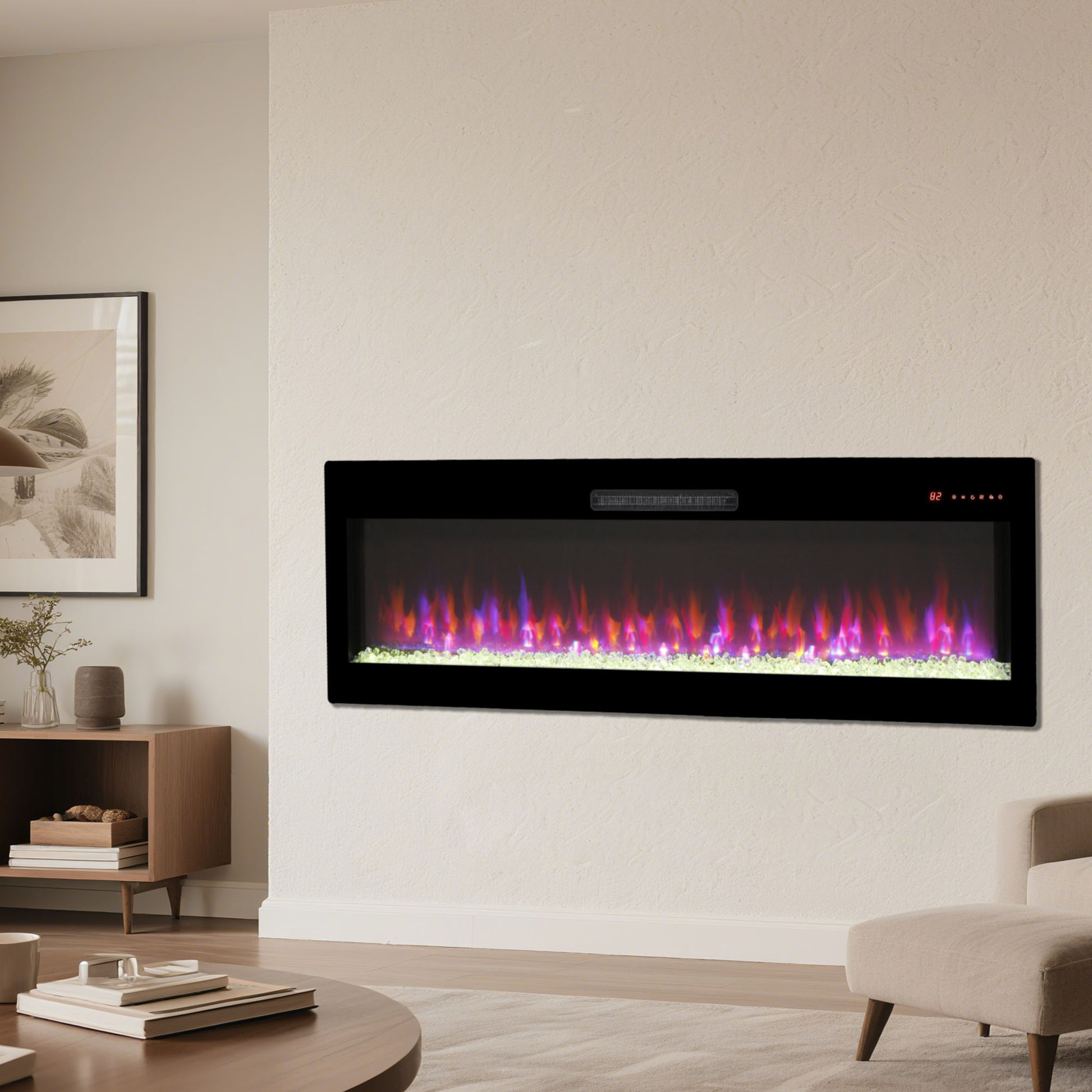 Smart 50" WiFi-Enabled Electric Fireplace Heater, Recessed in-Wall and Wall-Mounted image 11