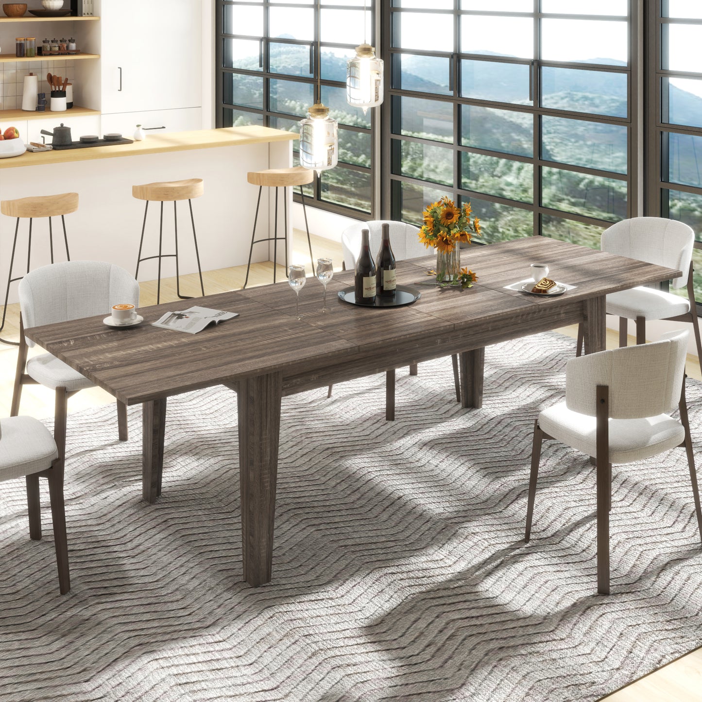 Dining Table, 106.3 in Large Extendable Kitchen Table image 1