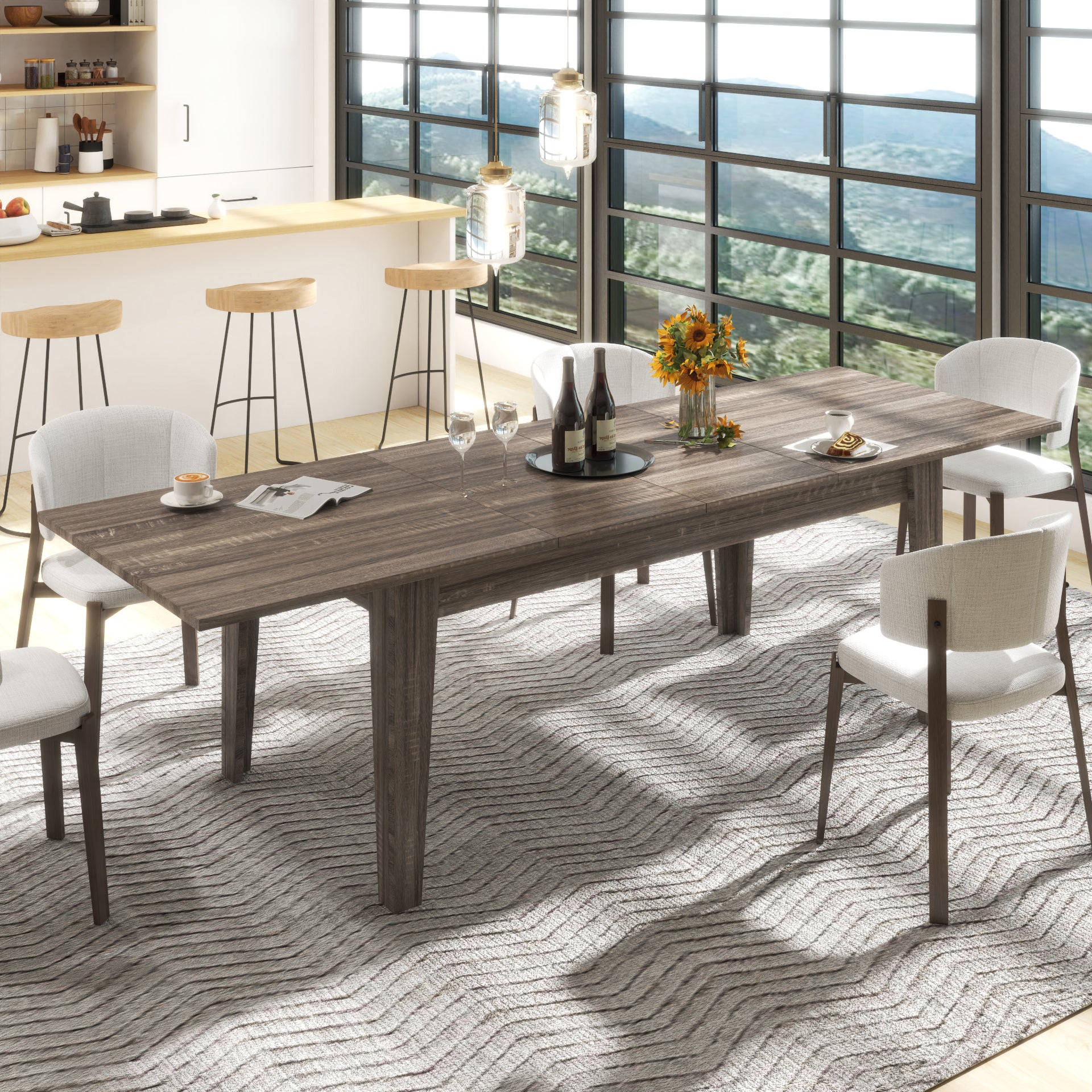 Dining Table, 106.3 in Large Extendable Kitchen Table image 1