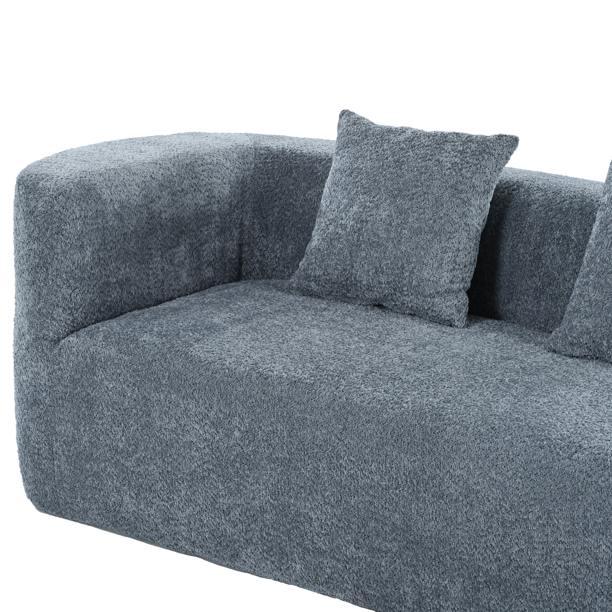 U_Style 132" Modern Sectional Sofa with Curved Design, 2-Piece Chenille Modular Couch with 4 Pillows, Plush Sponge & Spring Cushion, Large Sponge Modular Sofa for Living Room image 10