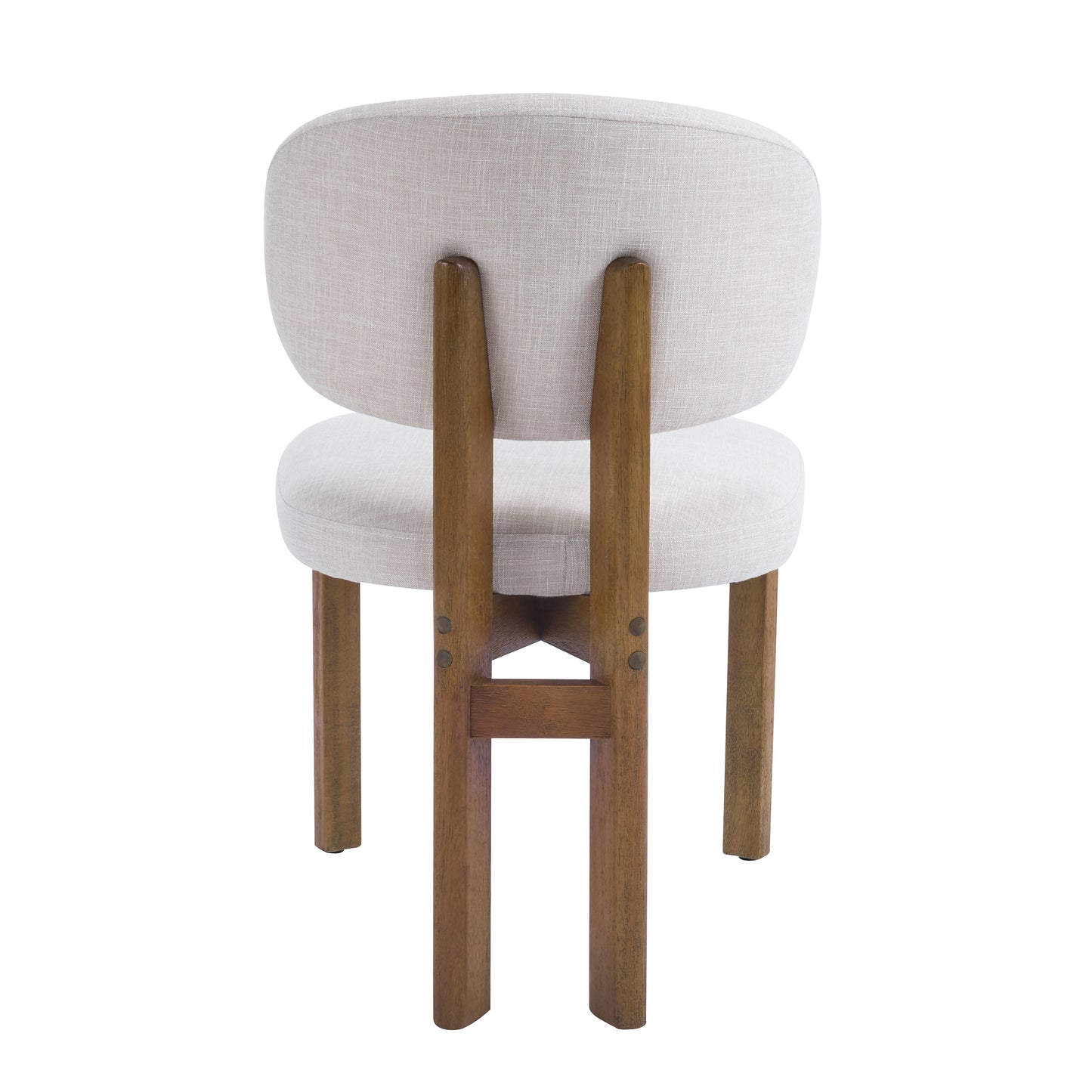 Beige Upholstered Mid-Century Walnut Finished Frame Dining Chairs (Set of 2) image 10