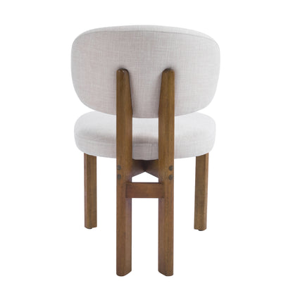 Beige Upholstered Mid-Century Walnut Finished Frame Dining Chairs (Set of 2) image 10