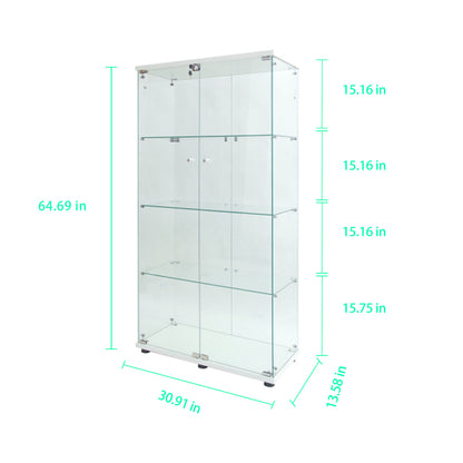 Tempered glass display cabinet,wine cabinet,storage cabinet,file cabinet,with a variety of colors of pat lights,door locks,adjustable floor feet suitable for uneven ground,can be placed anywhere,white image 8