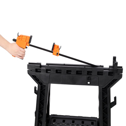 Folding Clamping Sawhorse Set of 2, Heavy Duty Clamping Sawhorse 2200 LBS Load Capacity,Plastic Sawhorse for Garage, Workshop, Fully Assembled image 8