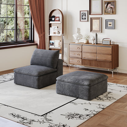 1 Middle Seat+1 Ottoman,Dark Grey image 1