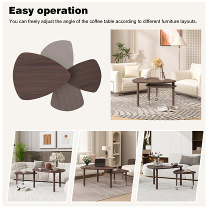 360 degree Rotatable modern Coffee Table for Living Room, solid wood legs with simply assemble Cocktail Table, Rotating Modern Apartment Wood Furniture Walnut / Black / Grey Brown / White image 10