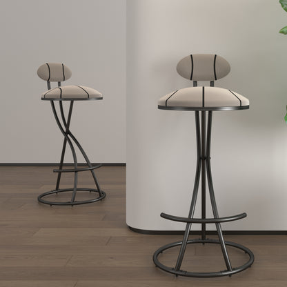 Upholstered Bar Stools Set of 2 Striped Counter Height Barstools Modern Velvet Dining Chairs for Kitchen Island, Living Room (Black & Stripe) image 3