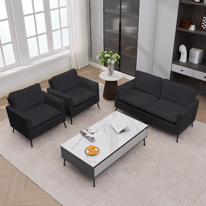 TS Cat paw leather upholstered sofa loveseat,Nordic retro light luxury living room balcony bedroom single casual sofa chair Double sofa + two pack combination (black) image 7