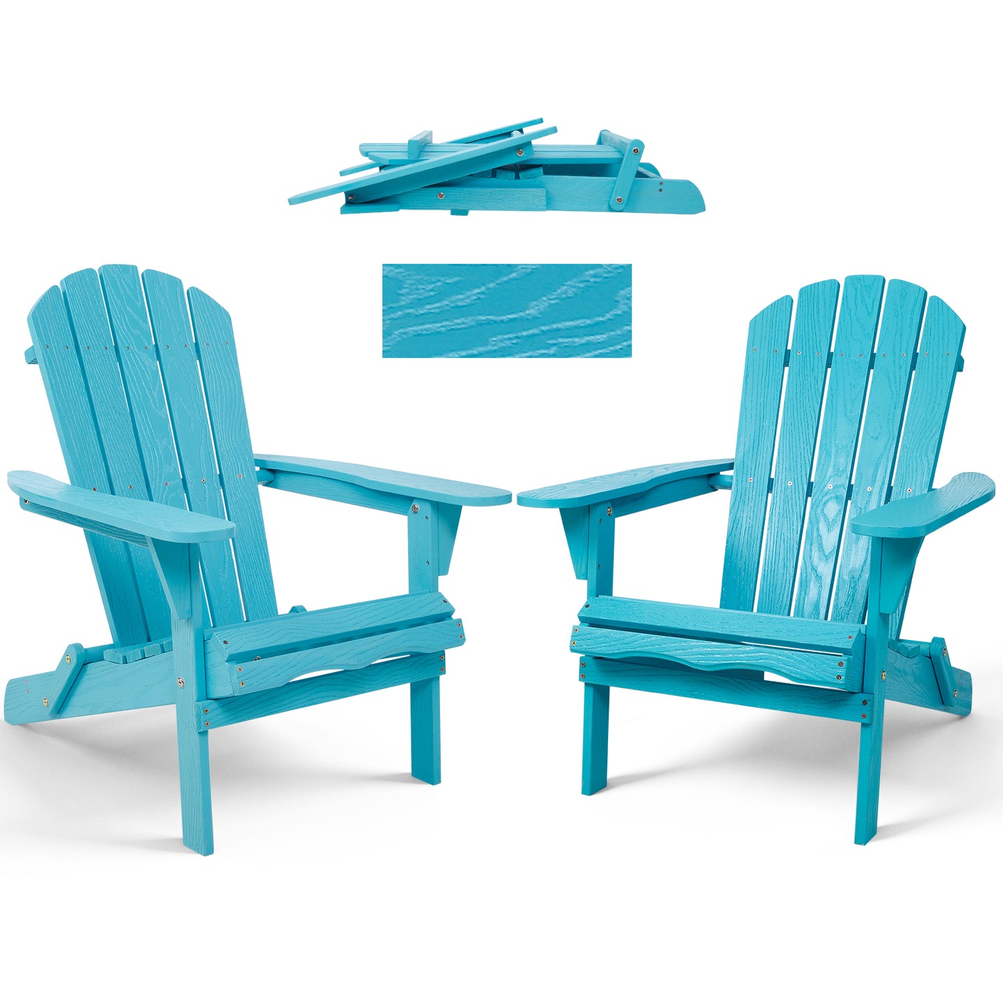 Wood Lounge Patio Chair for Garden Outdoor Wooden Folding Embossed Adirondack Chair Solid Wood Lounge Patio Chair with Wood Grain image 3