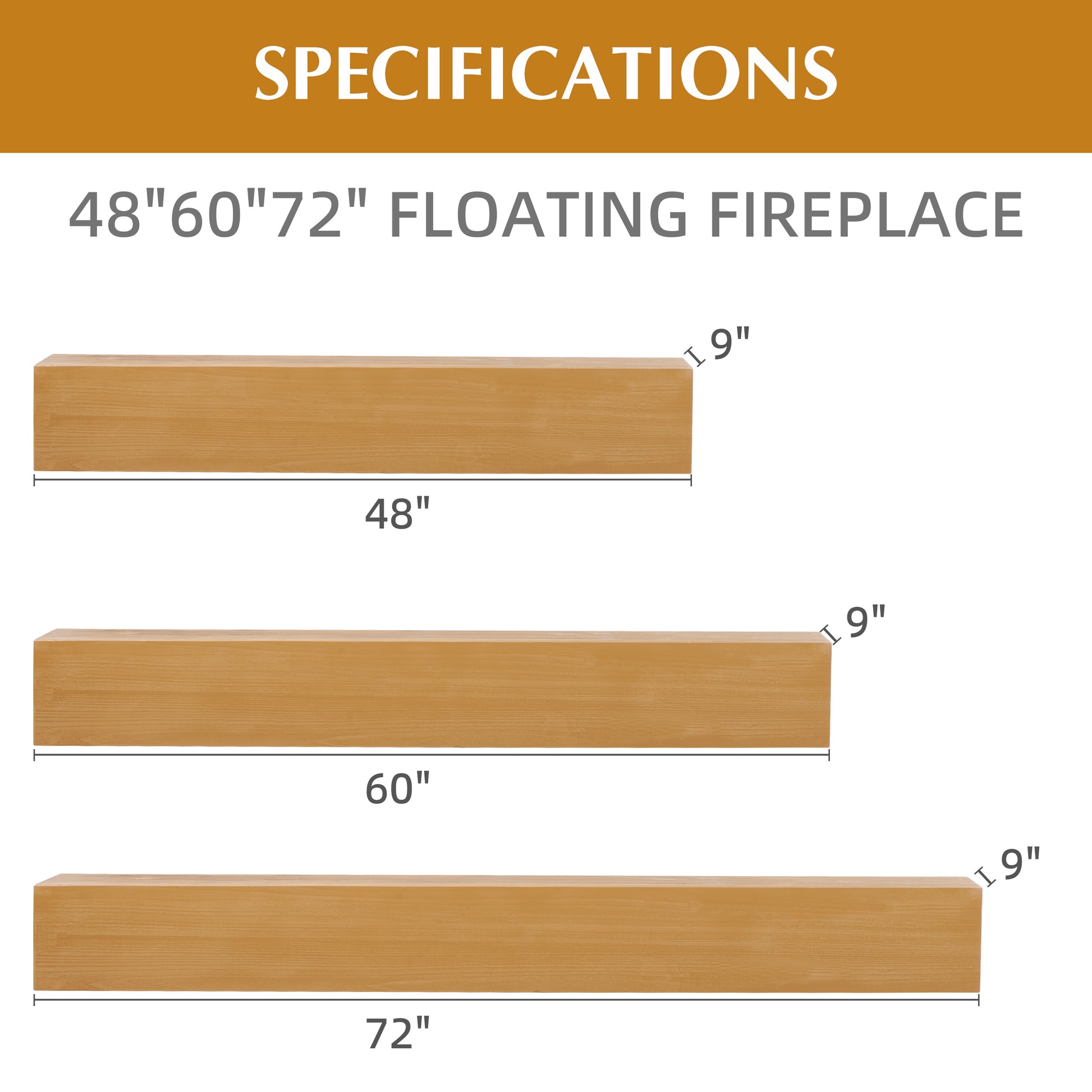 60'' Fireplace Mantel Fir Wood Wall-Mounted & Floating Shelf for Home Decor with Flat Surface image 5
