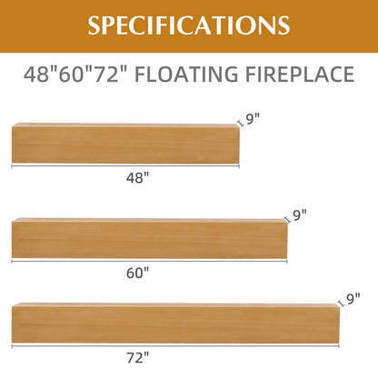 60'' Fireplace Mantel Fir Wood Wall-Mounted & Floating Shelf for Home Decor with Flat Surface image 5