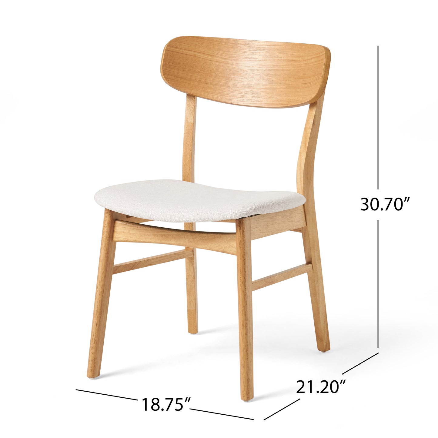[Video] Set of 2 Dining Chairs - Fabric Cushioned Seat, Solid Rubberwood Legs, Light Beige (same sku: 58925.00LBE) image 3