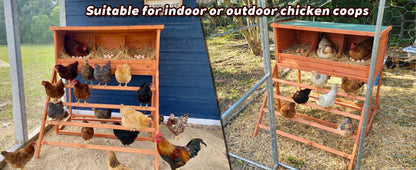 3-in-1 Nesting Boxes for Chickens with Perch and Swing- Wooden Chicken Nesting Box for Poultry 3 Compartments Laying Eggs Nest Box for Chickens, Hens, Ducks image 10