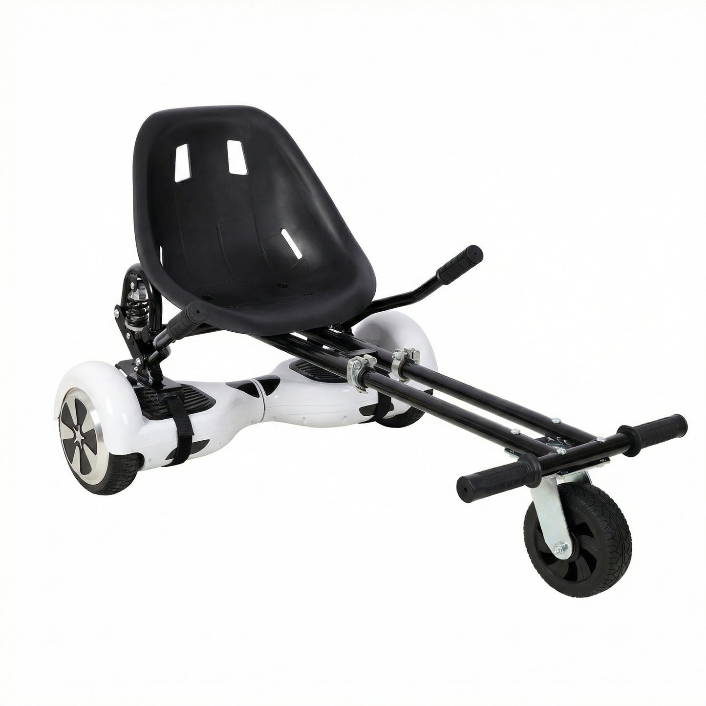 Hoverboard Seat Attachment Go-Kart,Fits 6.5" 8"10" Hoverboards, Heavy Duty Dual Pole & Dual Shock Absorber,Sturdy Adjustable Off-Road Frame,Hover Cart for Family Fun,not include Hoverboard,Black image 3