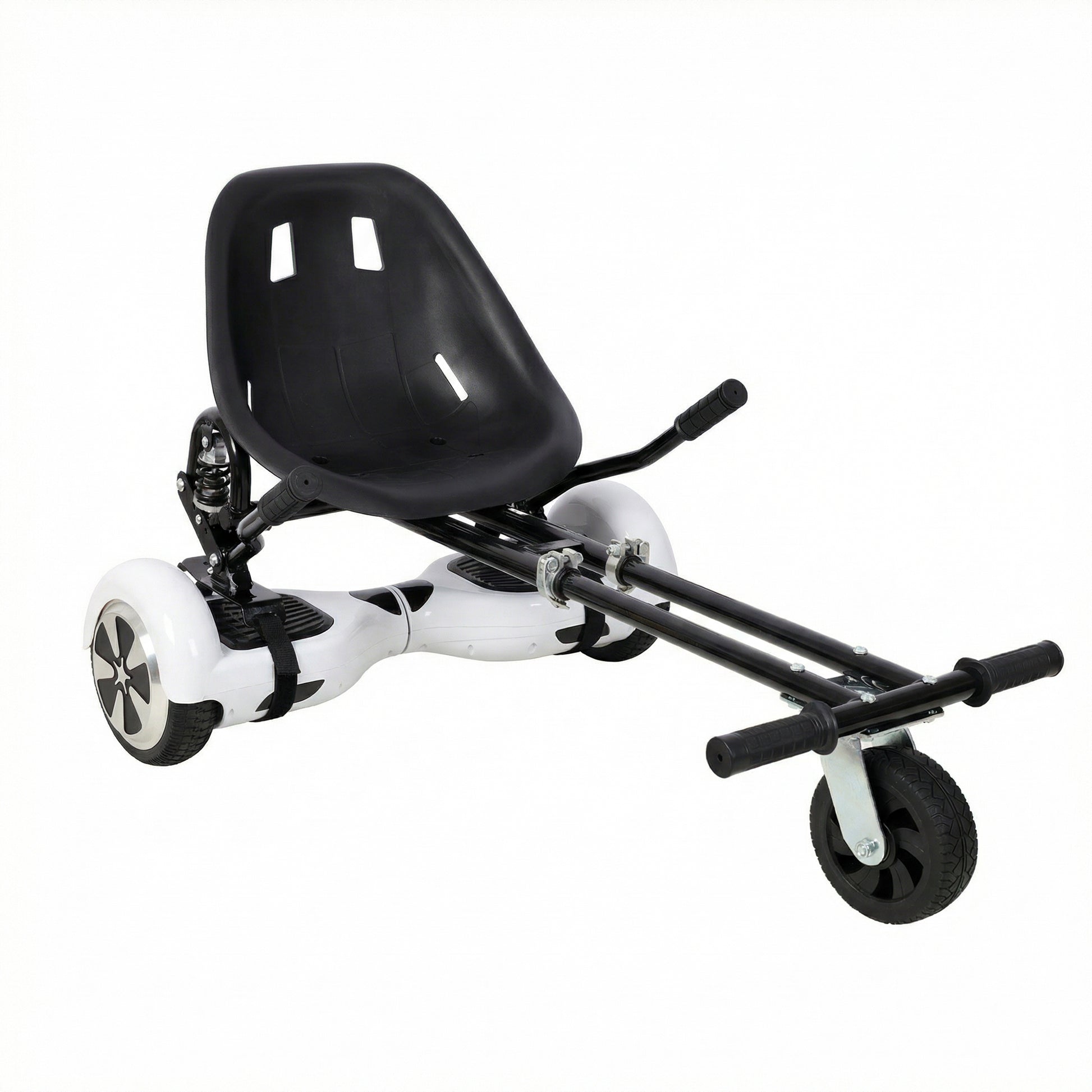 Hoverboard Seat Attachment Go-Kart,Fits 6.5" 8"10" Hoverboards, Heavy Duty Dual Pole & Dual Shock Absorber,Sturdy Adjustable Off-Road Frame,Hover Cart for Family Fun,not include Hoverboard,Black image 3