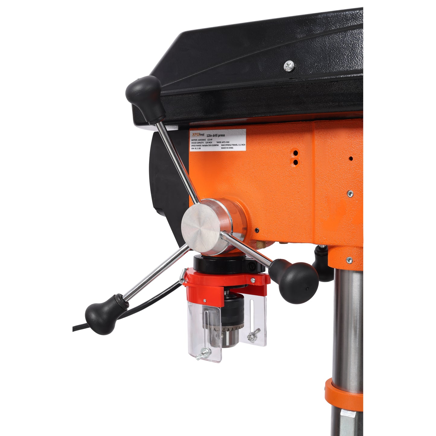 12" Swing Benchtop Drill Press with Laser & Digital Meter, Variable Speed, 0-45 Degree Tilting Worktable, Compact Tabletop Drilling Machine for Woodworking & Metal Fabrication image 12