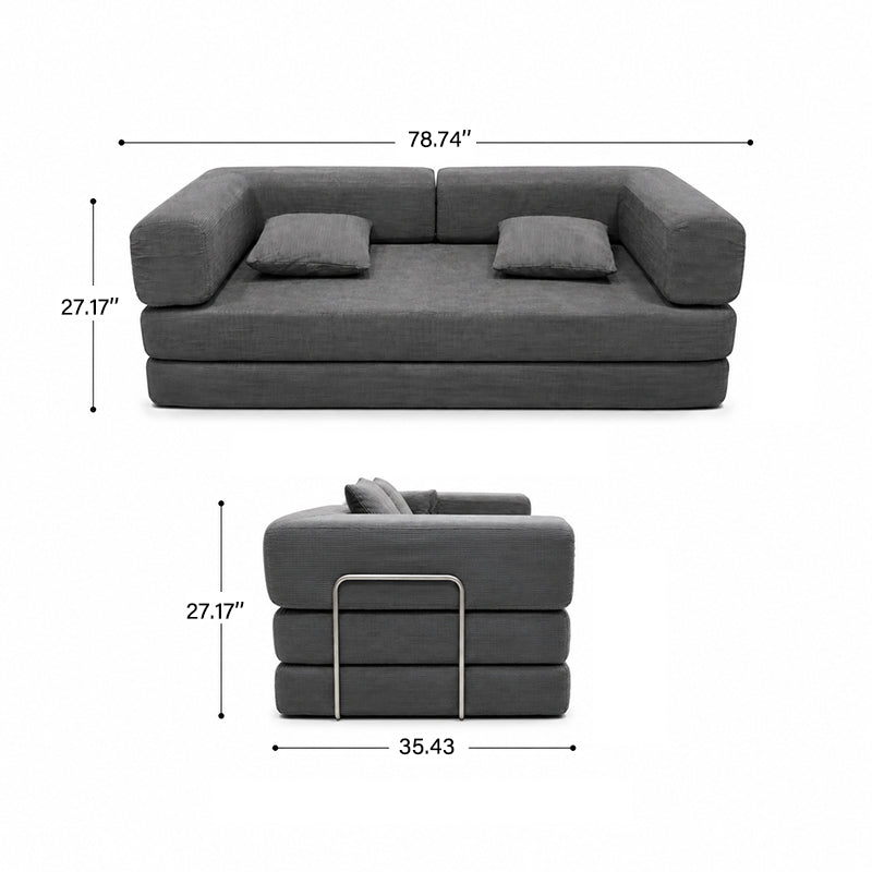 Double sofa, sofa bed, multifunctional compression sofa, wide body sofa, pure sponge sofa, fine striped velvet fabric sofa image 5