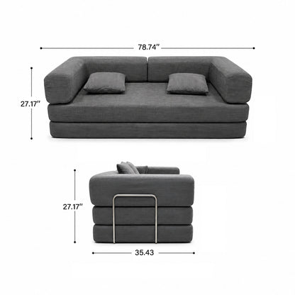 Double sofa, sofa bed, multifunctional compression sofa, wide body sofa, pure sponge sofa, fine striped velvet fabric sofa image 5