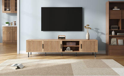 78 inch Modern TV Stand for TVs up to 85", Entertainment Center with Closed Storage & Cable Management, Soft-Closing Hinges, Sturdy Iron Legs for Living Room image 10