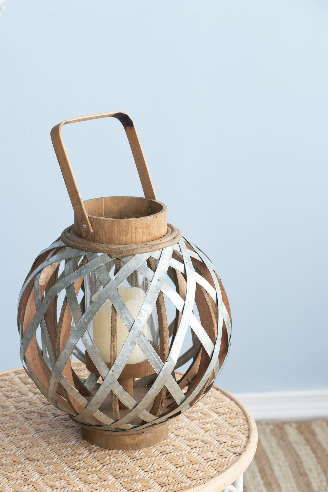 Decorative Lantern with Handle, Wooden Lantern for Indoor Outdoor, Home Garden Wedding image 5