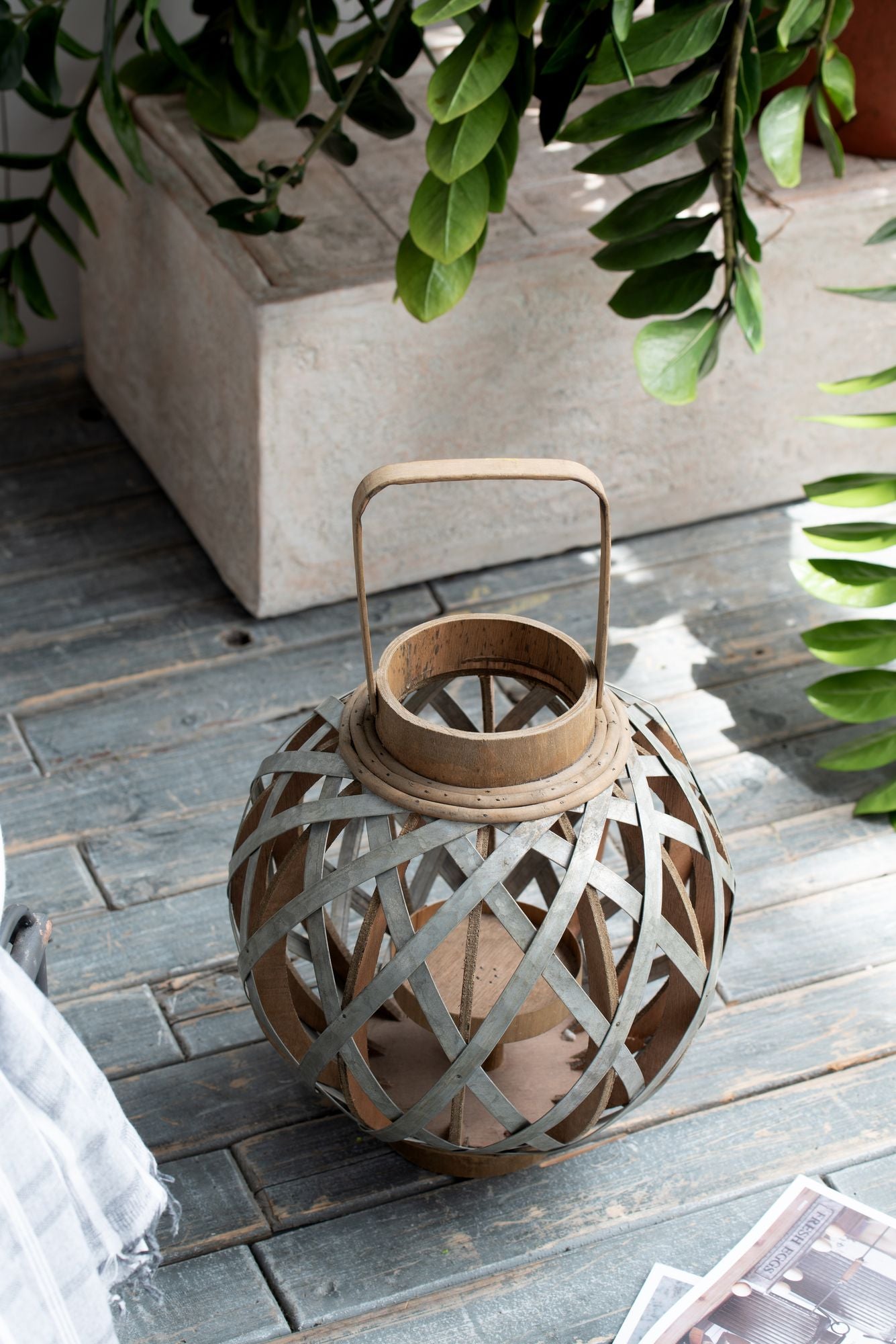 Decorative Lantern with Handle, Wooden Lantern for Indoor Outdoor, Home Garden Wedding image 2