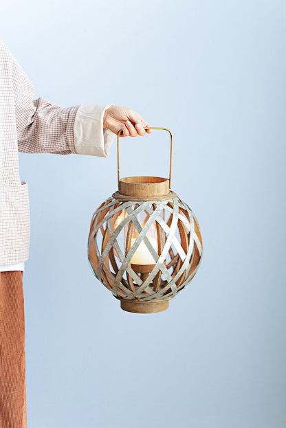 Decorative Lantern with Handle, Wooden Lantern for Indoor Outdoor, Home Garden Wedding image 7