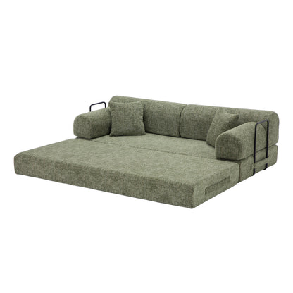 Convertible Sleeper Sofa Bed,two-tone blended fabric Folding Mattress Couch with Fixed-Shape Frame, Floor Sofa Lounge Couch for Living Room Bedroom(Moss Green) image 6