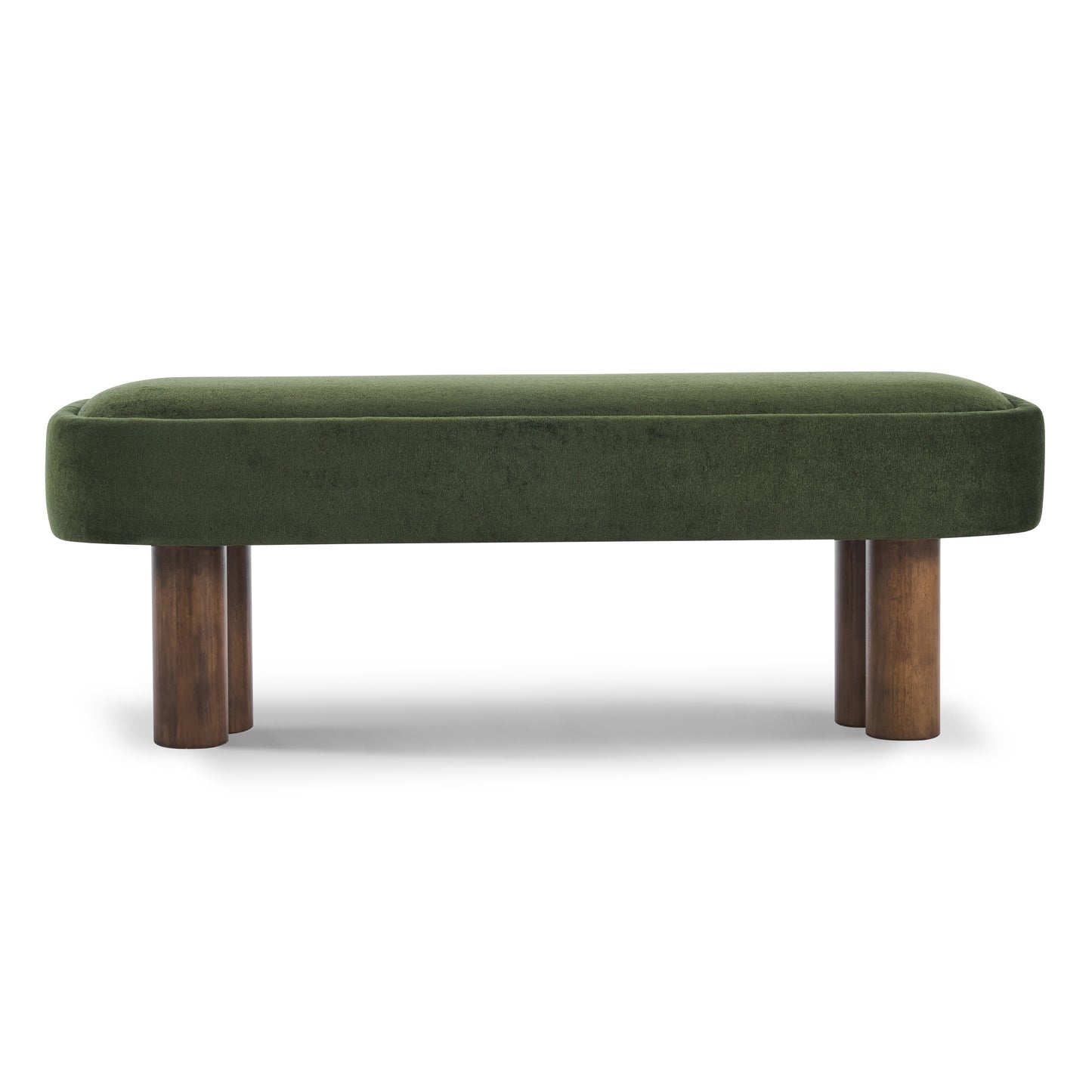 Indoor Green Fabric Dining Bench with Walnut Color Legs, 51.57'L Upholstered Seating for Kitchen, Dining Room and Living Space,250lbs Capacity image 6