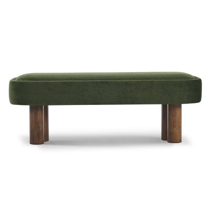 Indoor Green Fabric Dining Bench with Walnut Color Legs, 51.57'L Upholstered Seating for Kitchen, Dining Room and Living Space,250lbs Capacity image 6