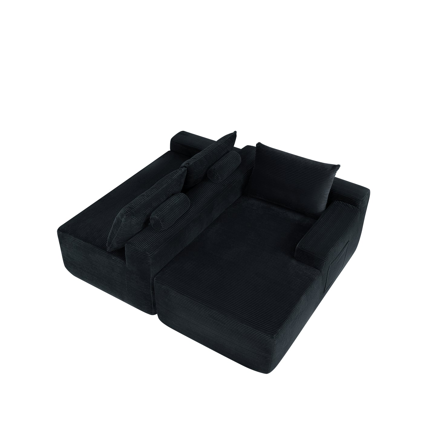 NEW2 96.9" Cloud Sectional Couch with L-Shape Chaise,Modern Modular Sofa with Deep Seat, Upholstered Couches for Living Room Bedroom,No Assembly Required, (Corduroy Fabric),Black,Right image 4