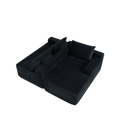 NEW2 96.9" Cloud Sectional Couch with L-Shape Chaise,Modern Modular Sofa with Deep Seat, Upholstered Couches for Living Room Bedroom,No Assembly Required, (Corduroy Fabric),Black,Right image 4