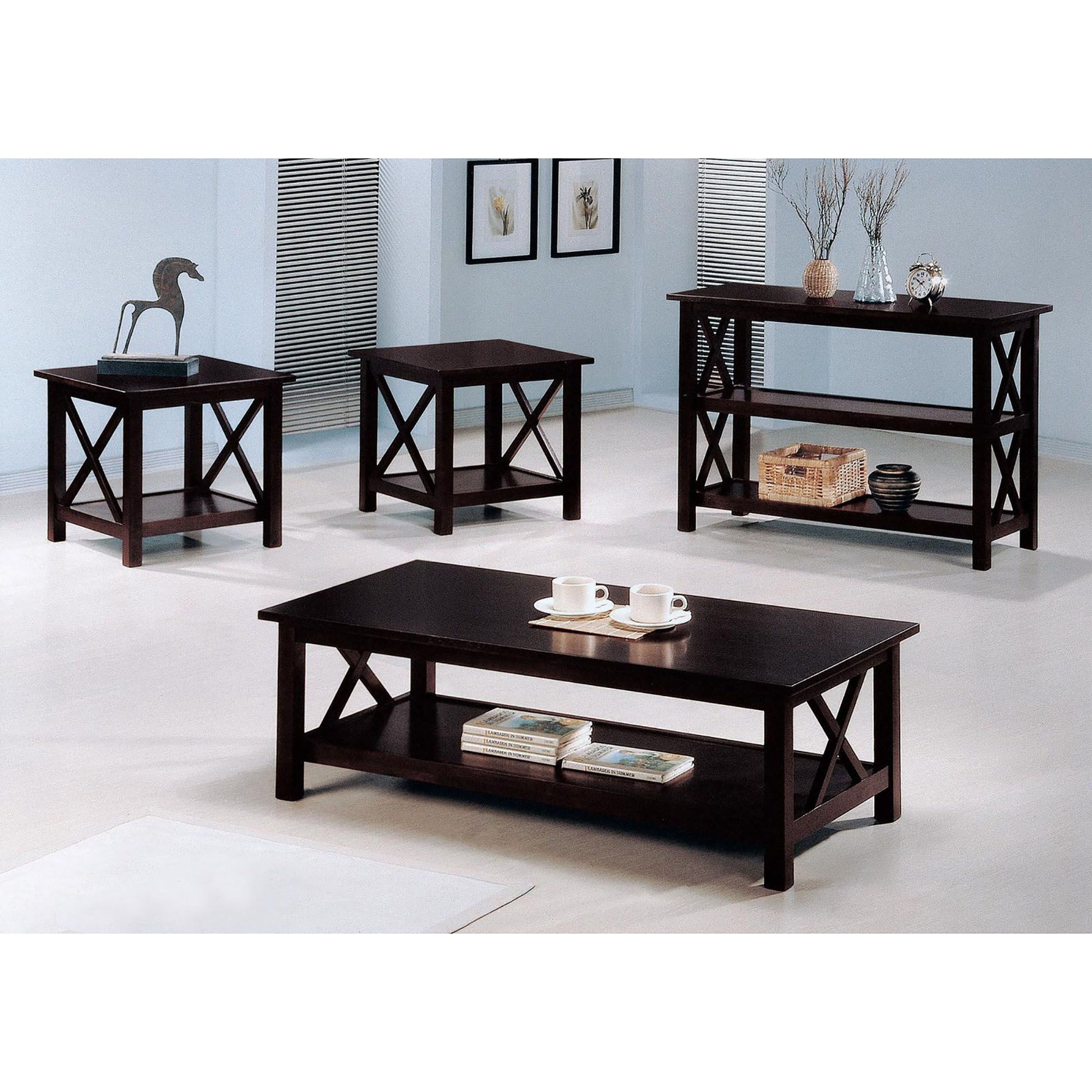 Deep Merlot Sofa Table with 2-shelf image 5