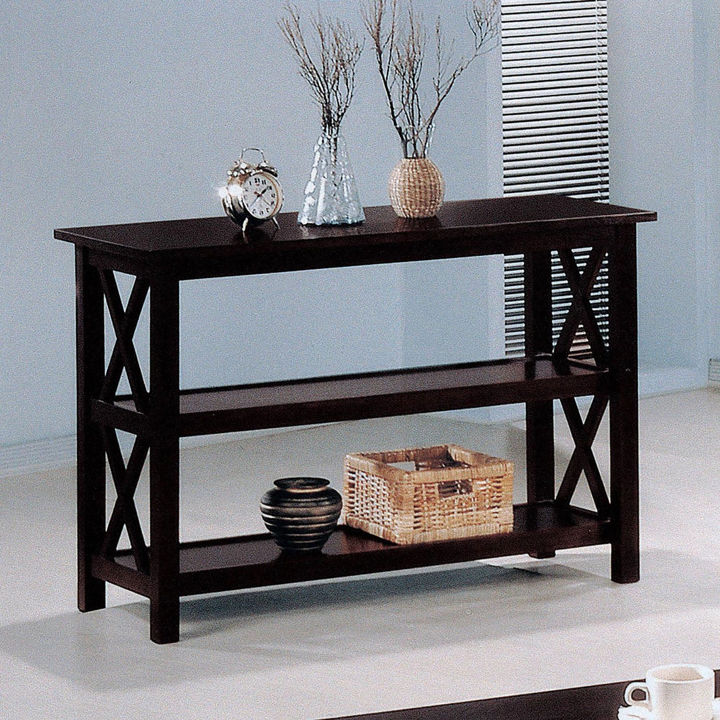 Deep Merlot Sofa Table with 2-shelf image 1
