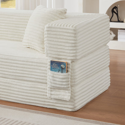 Modern cord sofa with stylish appearance, classic square design, unique two-tier design, convertible into a bed, ideal for apartments and large spaces. image 7