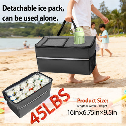 3-in-1 Folding Wagon Cart with Bench Seat & Storage patent protection - Includes 1 ice pack, 500lbs Heavy-Duty Utility Wagon, 180L Capacity All-Terrain Wheels for Camping, Beach, Sports, Garden, gray image 11