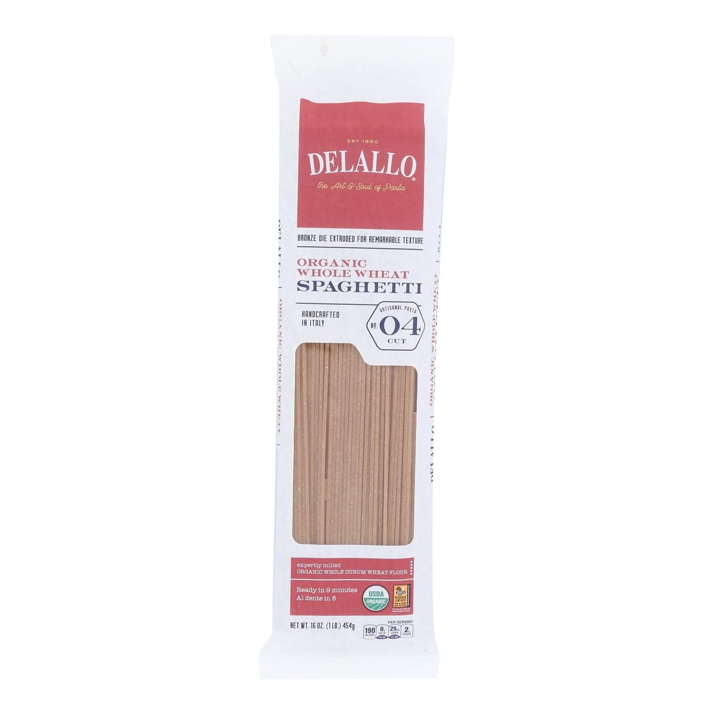 Delallo - Organic Whole Wheat Spaghetti Pasta - Case Of 16 - 1 Lb. image 1