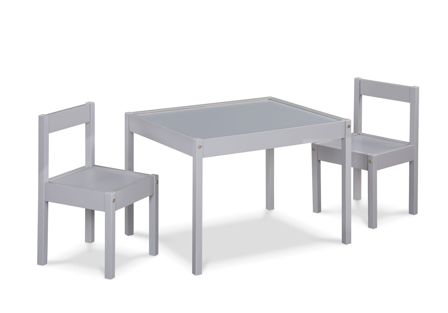 Della 3-Piece Solid Wood Kids Table & Two Chair Set, Gray image 2