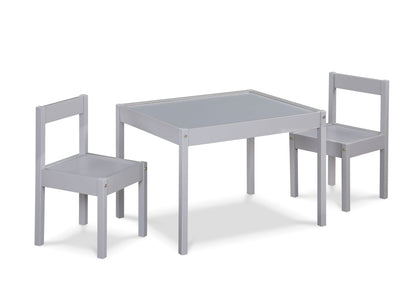 Della 3-Piece Solid Wood Kids Table & Two Chair Set, Gray image 2