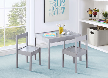 Della 3-Piece Solid Wood Kids Table & Two Chair Set, Gray image 1