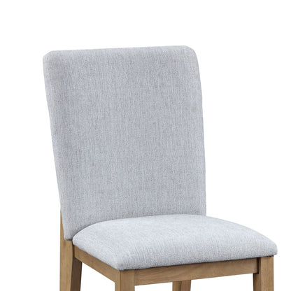 Delphine Set of 2 Gray Linen Fabric Dining Chairs - Detail of Fabric and Legs