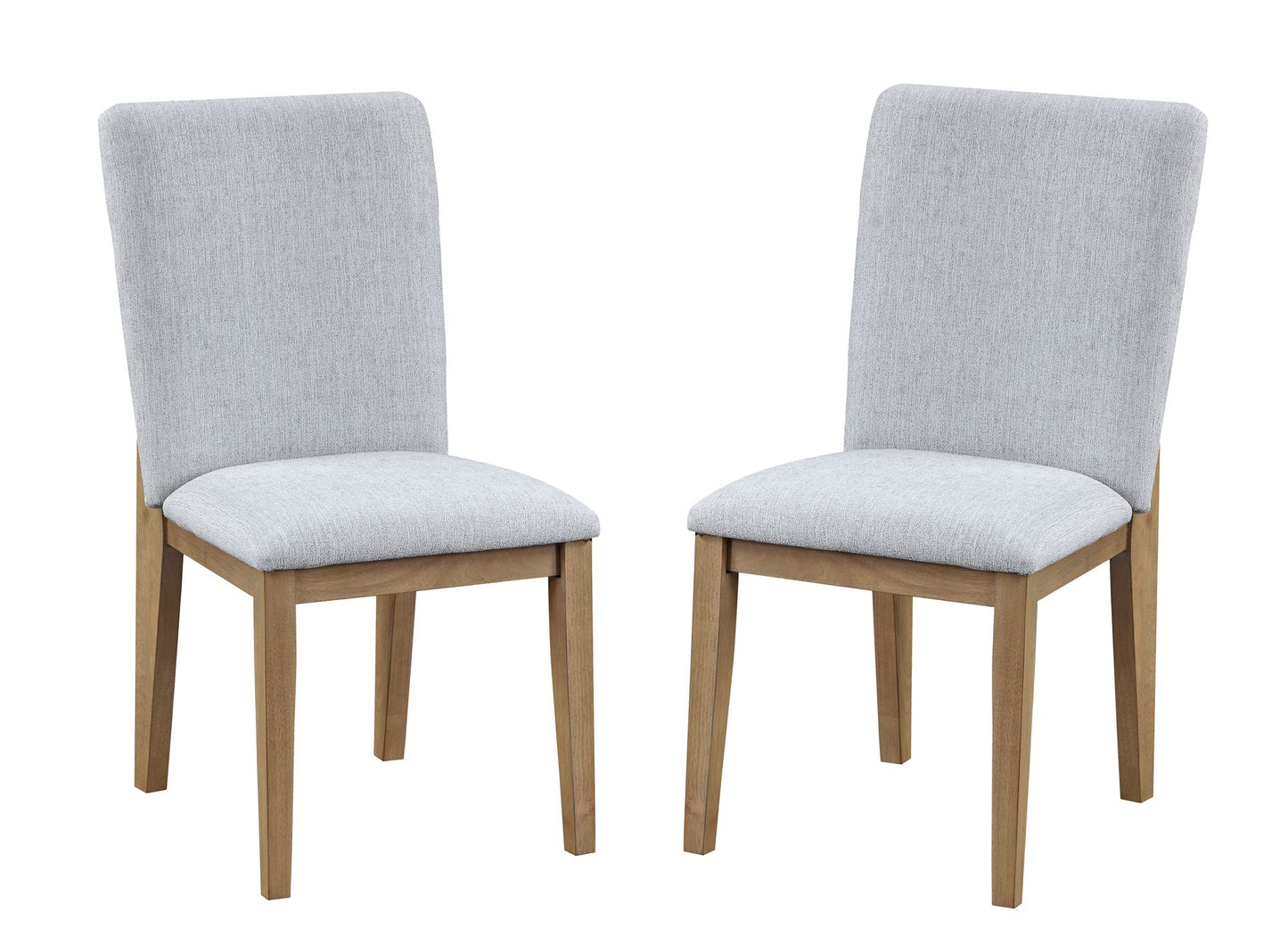 Delphine Set of 2 Gray Linen Fabric Dining Chairs - Front View