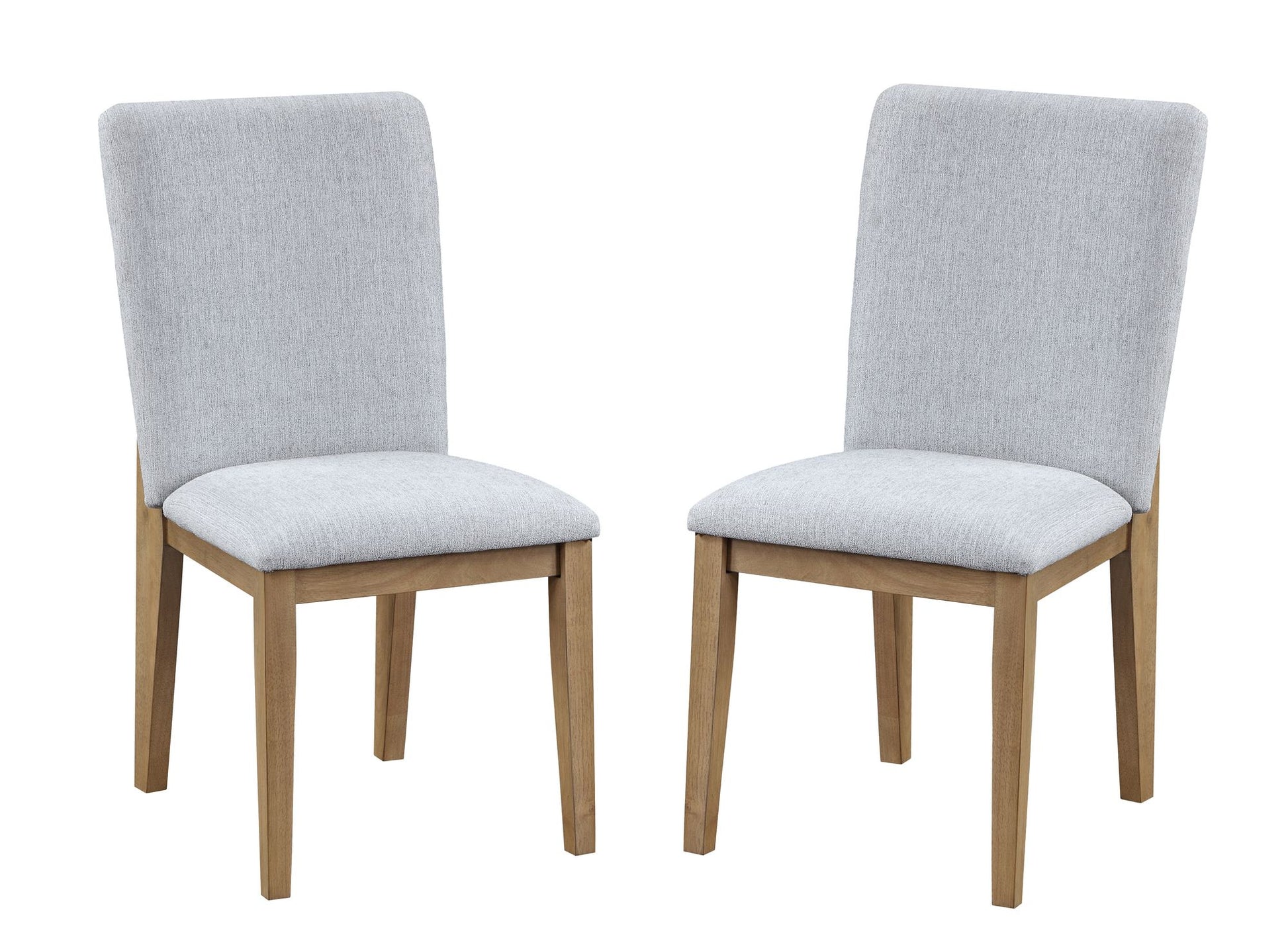 Delphine Set of 2 Gray Linen Fabric Dining Chairs - Front View