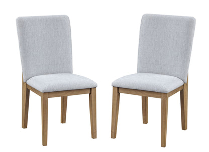 Delphine Set of 2 Gray Linen Fabric Dining Chairs - Front View
