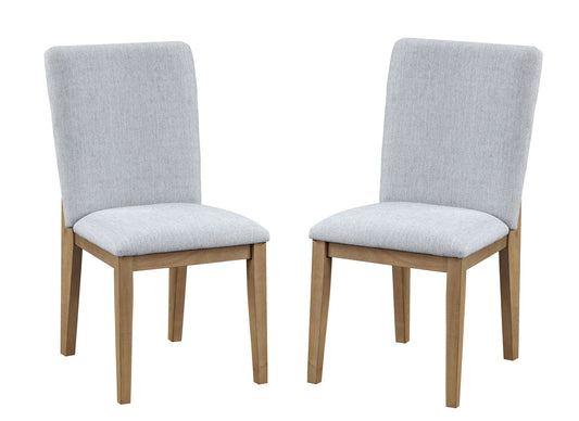 Delphine Set of 2 Gray Linen Fabric Dining Chairs - Front View