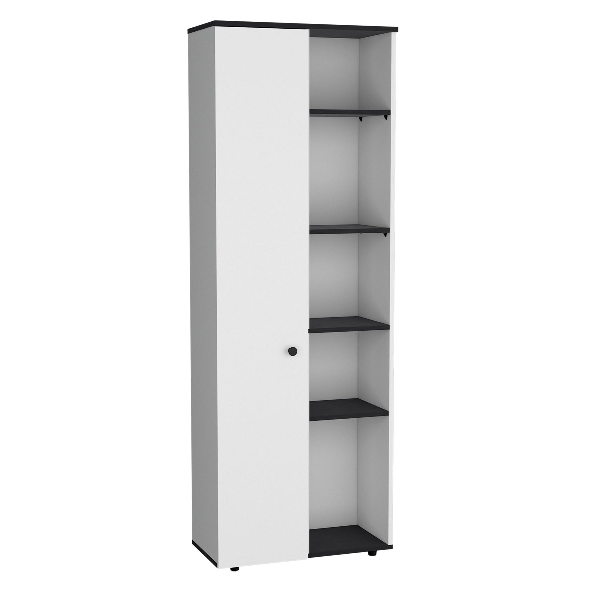 DEPOT E-SHOP Cary 67" H Kitchen Storage Cabinet With One Door, Five Interior Shelves and Five Exterior Shelves,White/Bla image 2