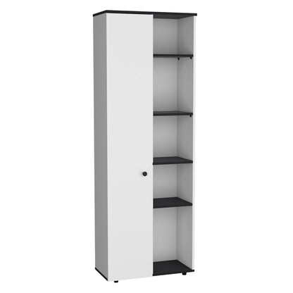 DEPOT E-SHOP Cary 67" H Kitchen Storage Cabinet With One Door, Five Interior Shelves and Five Exterior Shelves,White/Bla image 2