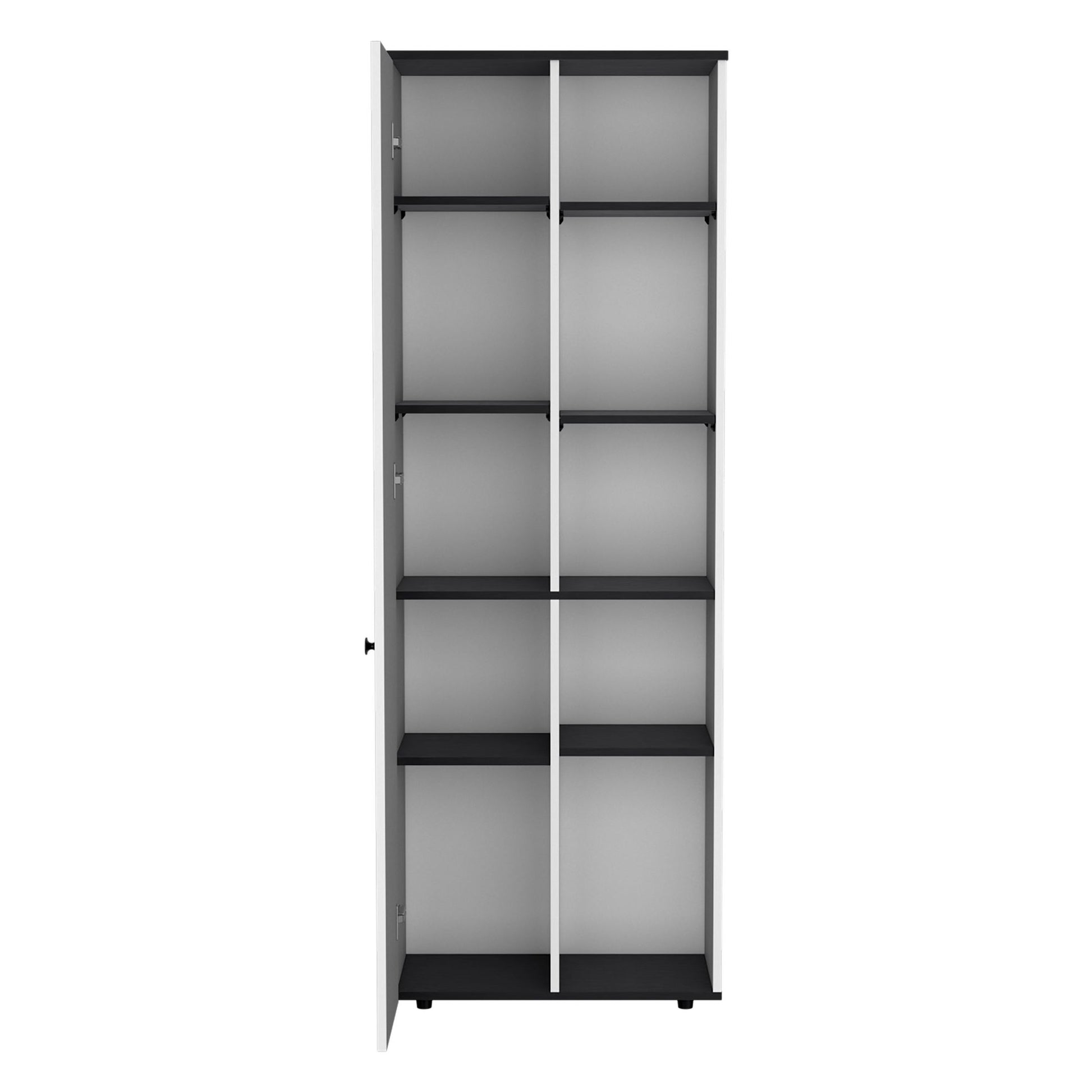 DEPOT E-SHOP Cary 67" H Kitchen Storage Cabinet With One Door, Five Interior Shelves and Five Exterior Shelves,White/Bla image 4